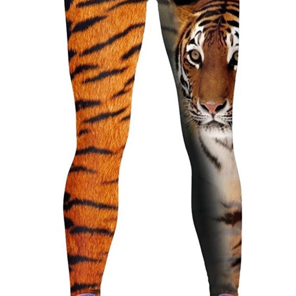 Tiger animal print high waist yoga pants- one size